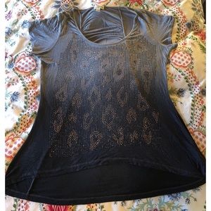 Sequin Ombré Cheetah Design Top w/Ruched Back